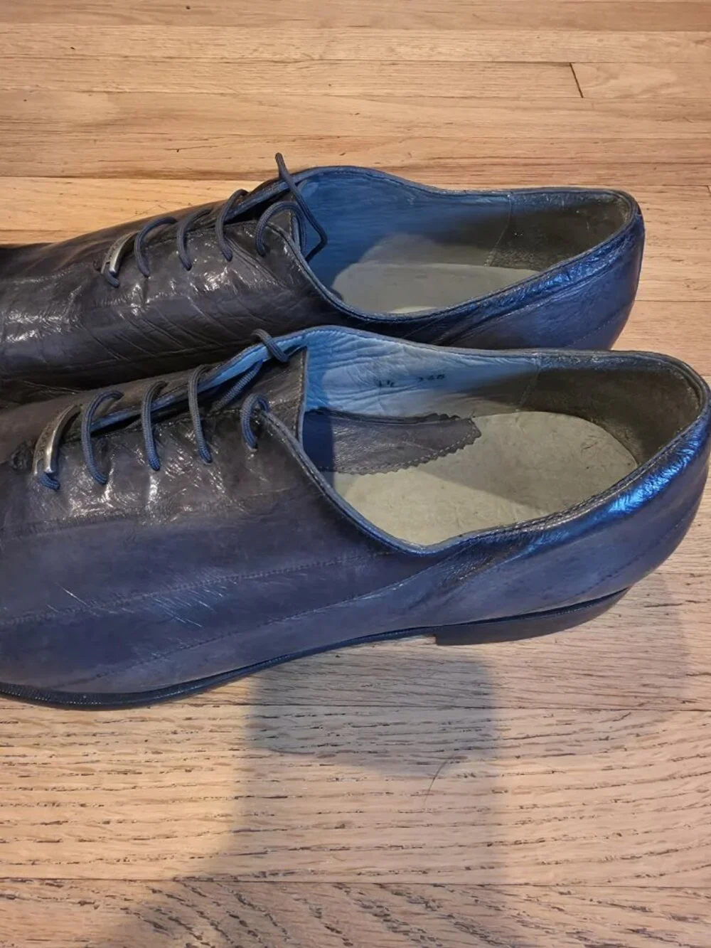 Belvedere Eel Leather Shoes Oxford Men's Gray 14 Mob Boss Retro Dark Academia